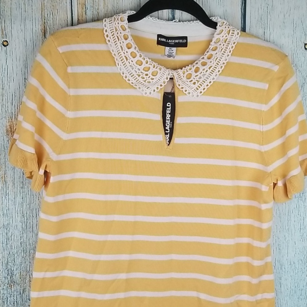 NWT KARL LAGERFELD Yellow Polo Lace top - S